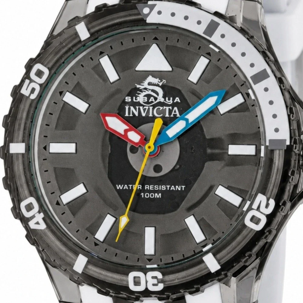 Invicta Subaqua Mens Watch White Acrylic Case Silicone Strap 69448 New